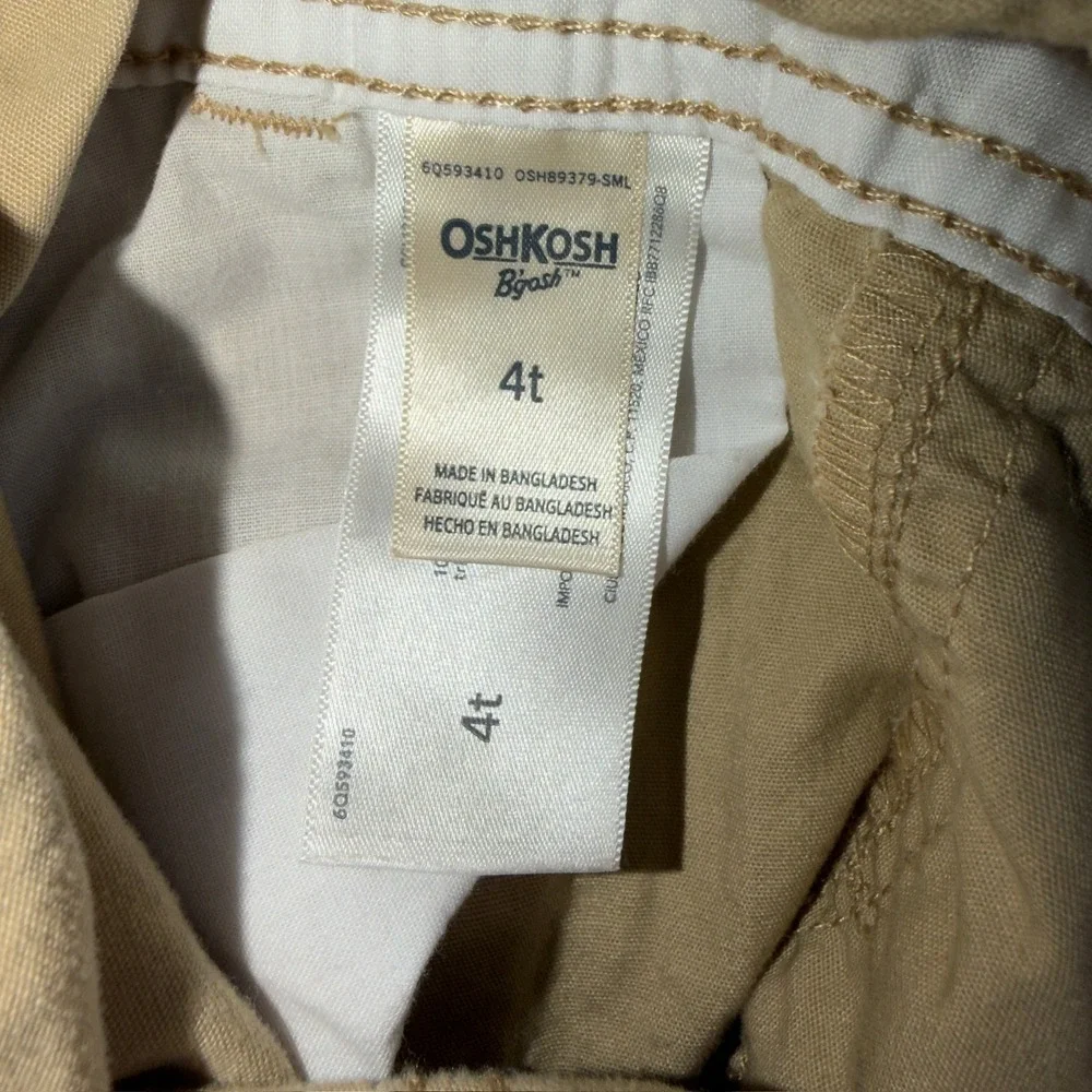 OshKosh Bgosh Kids 4T Tan Khaki Cotton Vestbak Bib Overalls 6Q593410